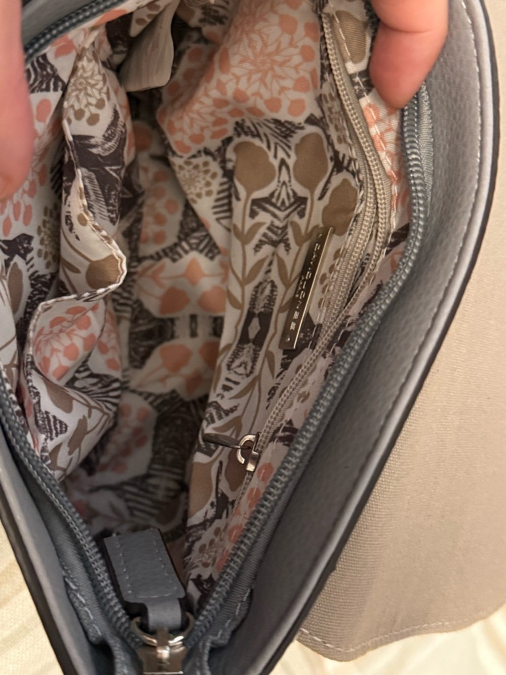 David Jones Paris Grey Pebble Crossbody Bag + Cherry Charm - Picture 6 of 6